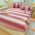 Axyaa Polka Dot Printed Milk Fleece Fitted Sheet - Thermal Mattress Cover