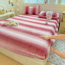 Axyaa Polka Dot Printed Milk Fleece Fitted Sheet - Thermal Mattress Cover