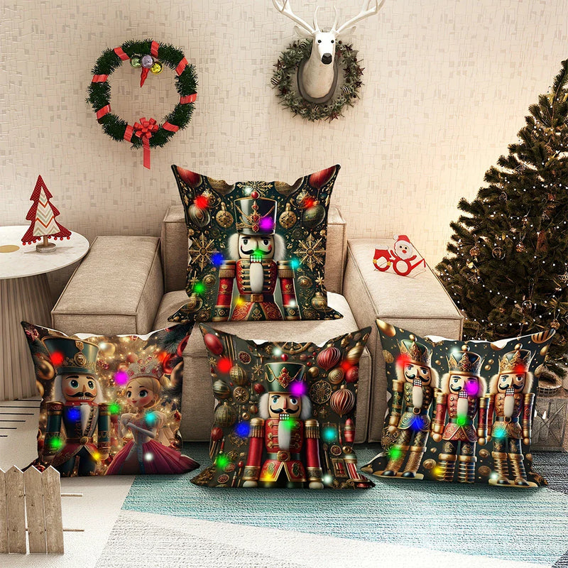 Nutcracker Princess LED Pillowcase - Festive Christmas Home Decor by Axyaa