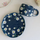 Axyaa Hand-painted Flower Love Heart Ceramic Coffee Cup and Saucer
