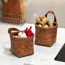 Axyaa Rattan-Style Kitchen Storage Basket Wall Hanging Flower Pot Fruit Vegetable Basket