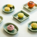 Axyaa Celadon Relief Fruit Nut Jewelry Plate - Elegant Ceramic Snack Dish