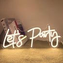 Axyaa Let's Party Neon Sign Cool White Background Party Lights/Event Atmosphere Decoration