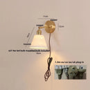 Axyaa Copper LED Wall Light Pull Chain Switch Modern Ceramic Bedside Lamp