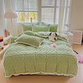 Axyaa Tafu Fleece Four-Piece Bed Sheet Set - Solid Color, Thick & Warm