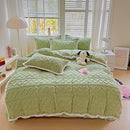 Axyaa Tafu Fleece Four-Piece Bed Sheet Set - Solid Color, Thick & Warm