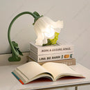 Axyaa Lily of the Valley Lamp: White Flower Shade, Flexible Stem, DC/AC Power, Pastoral Lighting