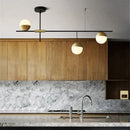 Axyaa Glass Ball Linear Chandelier: Postmodern Style Lighting for Hotel Hall & Kitchen Decor