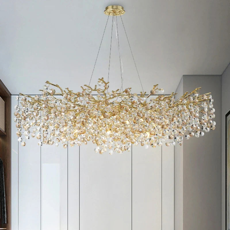 Axyaa Crystal Sun Chandelier: High-End Nano Electroplated Suspension Lamp for Elegant Lighting