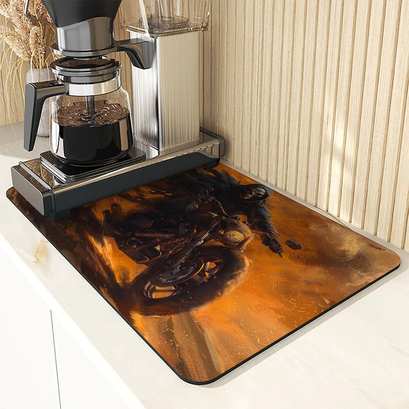 Axyaa Halloween Skull Kitchen Mat Absorbent Antiskid Draining Quick Dry Tableware Pad