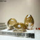 Amber Glass Vase for Desk Decor - Axyaa Texture Floral Pot Bouquet Holder