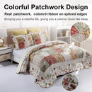 Axyaa Red Multicolor Patchwork Quilt Set - Queen Size 100% Cotton Reversible Quilted Bedspread