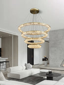 Axyaa Luxury Gold Round LED Chandelier for Living Room, Bedroom, and Dining Table