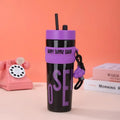 Axyaa 900ml Sports Water Bottle With Straw Keychain, Leakproof Plastic Tumbler