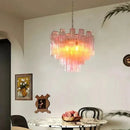 Axyaa Crystal Chandelier Pink Glass Pendant Light Luxury Lighting