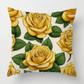 Yellow Roses Floral Pattern Pillow Cover by Axyaa for Sofa, Bedroom, Car