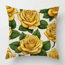 Yellow Roses Floral Pattern Pillow Cover by Axyaa for Sofa, Bedroom, Car