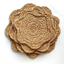 Axyaa Corn Husk Placemat Straw Woven Table Mat Curved Stitch Decorative Insulation