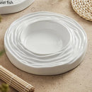 Axyaa White Ceramic Water Wave Soup Plate - Restaurant Tableware
