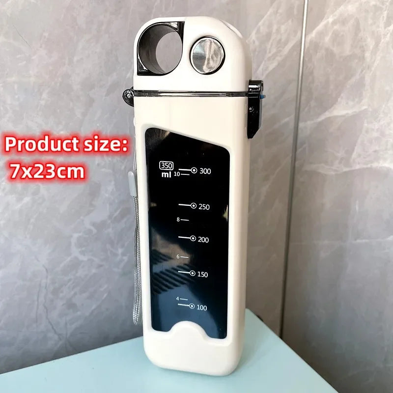 Axyaa 350ml Sports Water Bottle with Straw, Leak-proof Square Design for Fitness and Travel