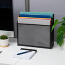 Axyaa Mesh Desktop Organizer, Metal Vertical File Storage, Black, 12.5" x 3.75" x 11.5"