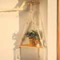 Axyaa Triangle Wood Wall Shelf Boho Decor Stand for Living Room Bedroom