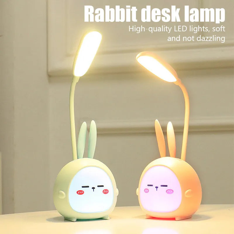 Axya LED Desk Lamp: Cute Cartoon Design, USB Rechargeable, Eye Protection, Colorful Night Light.