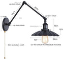 Axyaa Gold Industrial LED Wall Lamp with Pull Chain Switch - Vintage Style