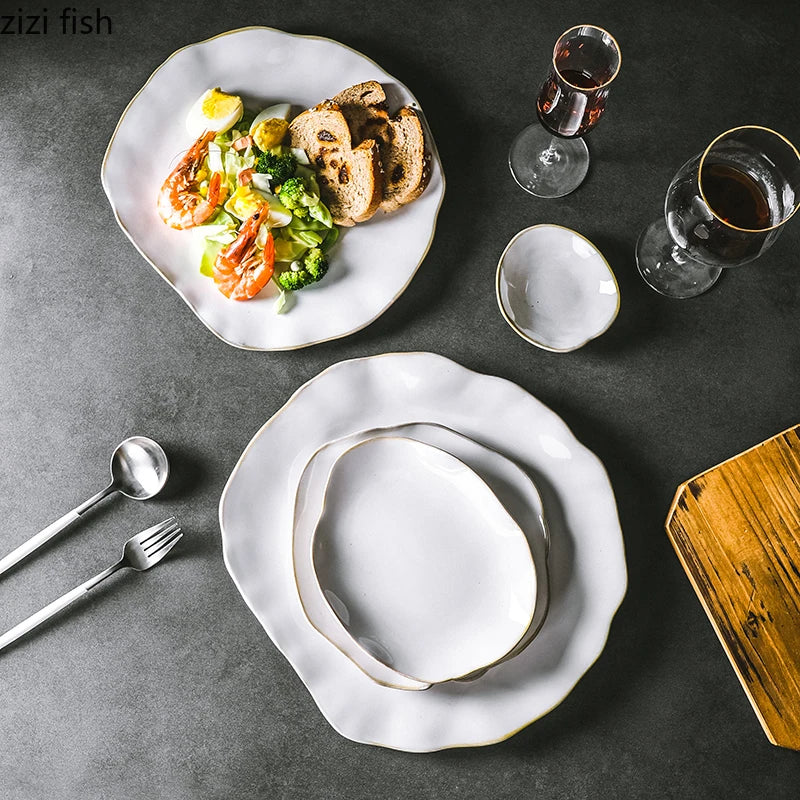 Axya Ceramic Dinner Plate Set for Serving Pasta, Salad, Steak, Sushi, and Desserts