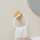 Axyaa Bathroom Towel Ring - Space Aluminum & Solid Wood, Drill-Free Installation