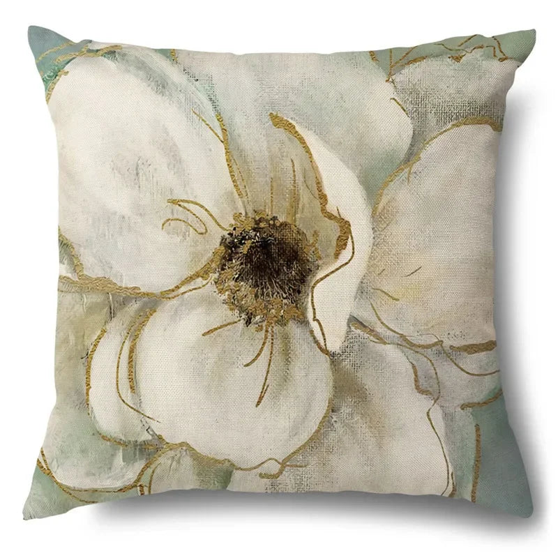 Axyaa Rose Butterfly Print Cotton Linen Pillowcase for Modern Living Room Decor