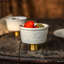 Axyaa High Footed Ceramic Snack Bowl Plate Set - Molecular Cuisine Tableware