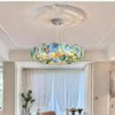 Axyaa Pink Crystal Chandelier: French Luxury Round Colorful Lighting for Villa & Living Room