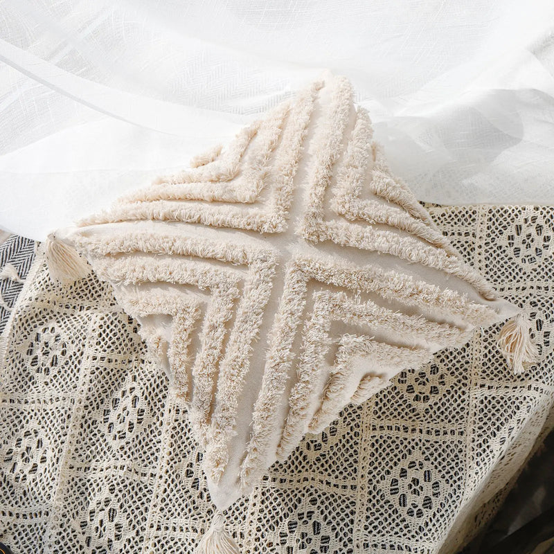 Bohemian Tufted Tassel Cushion Cover for Sofa 45x45, 30x50 - Axyaa