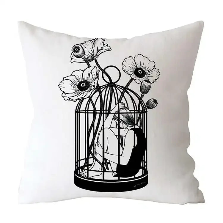 Axyaa Art Pattern Throw Pillow Case for Home Sofa Seat Room Decor