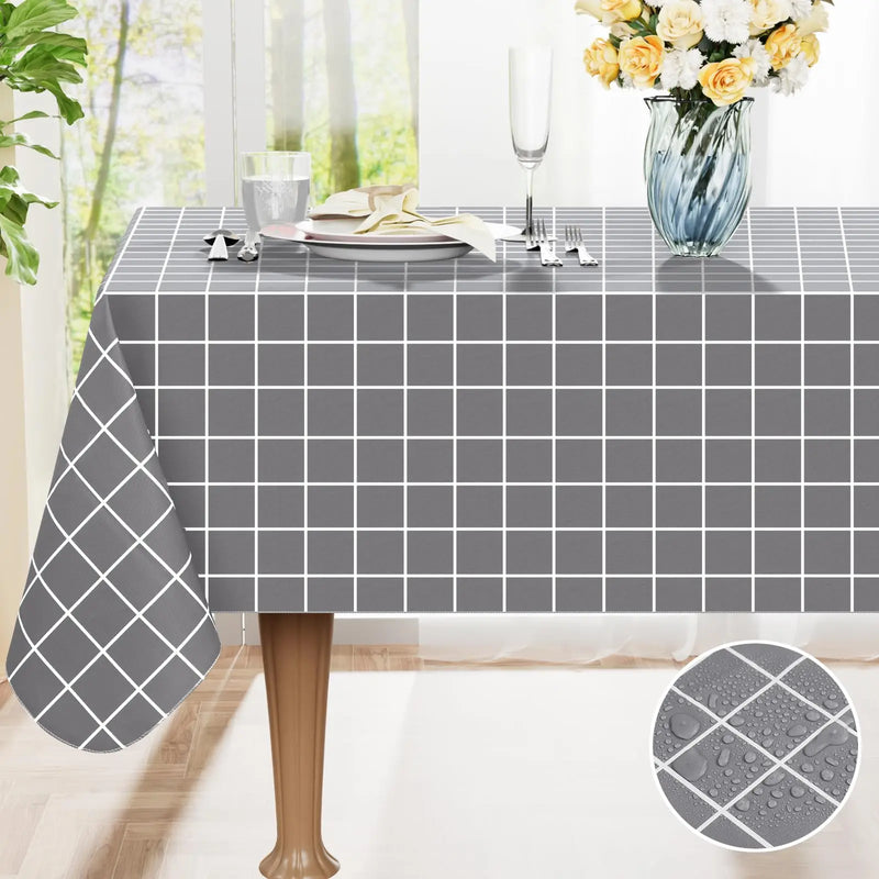 Axyaa Buffalo Flannel Backed Tablecloth: Waterproof, Wipeable, Outdoor, Rectangle Table Cover