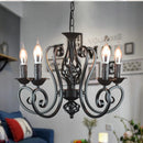 Axyaa Farmhouse Chandelier: Metal Industrial Pendant Lighting, Traditional Black Ceiling Fixture