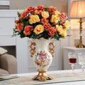 Axyaa European Resin Vase with Artificial Flower Figurines for Home & Office Decor