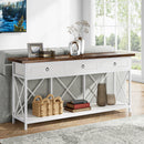 Axyaa Farmhouse Console Table with 3 Drawers & Storage Shelf