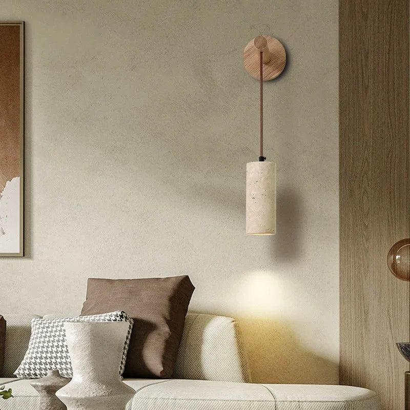 Axyaa LED Wall Light for Wabi Sabi Home Decor - Yellow Travertine Bedroom Design