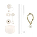 Axyaa Cup Set: 9 Straws, Brush, Flower Charm, 3 Stoppers, Cover Boot