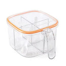 Axyaa Multi-grid Seasoning Box with Spoons, Sealed Lid, Transparent Spice Jar, Moisture-proof Container