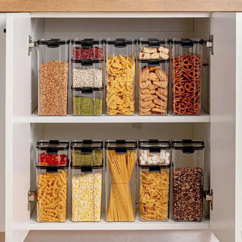 Axya Stackable Transparent Noodle Seal Jars - Set of 2 - Moisture-proof Dry Food Storage