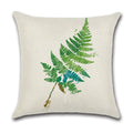 Axyaa Green Leaf Linen Pillowcase, Simple Style Decorative Sofa Cushion Cover