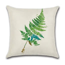 Axyaa Green Leaf Linen Pillowcase, Simple Style Decorative Sofa Cushion Cover