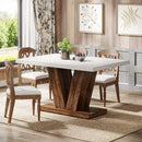 Axyaa 47-Inch White Dining Table for 4, Heavy Duty Farmhouse Kitchen Table