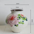 Axyaa Chinese Watercolor Graffiti Flower Vase | Handmade Retro Decorative Earthenware Jar