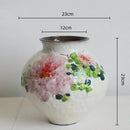 Axyaa Chinese Watercolor Graffiti Flower Vase | Handmade Retro Decorative Earthenware Jar