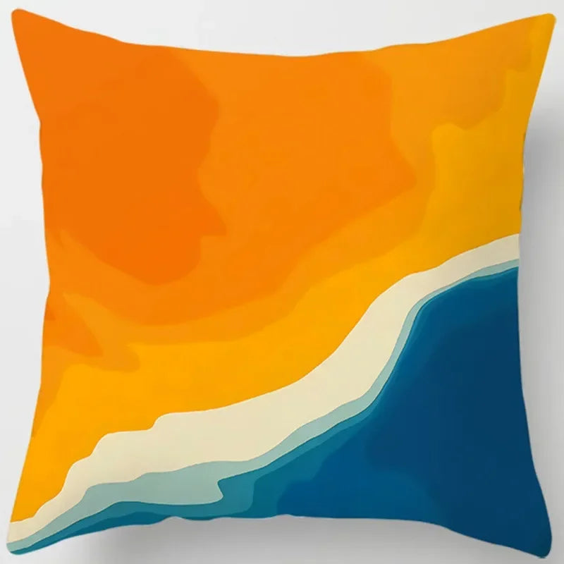 Yellow Floral Leaves Pattern Cushion Cover for Modern Living Room by Axyaa