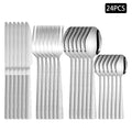 Axyaa 24pcs Stainless Steel Cutlery Set with Square Handle, Snakeskin Design
